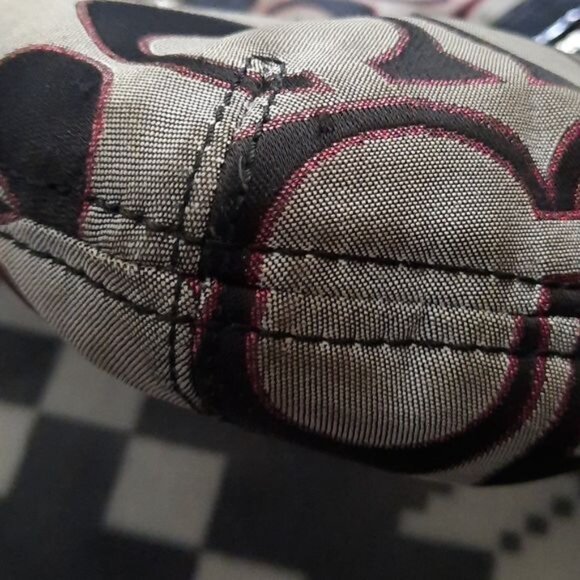 Coach Black Gray Pink Canvas Chain Strap Shoulder Tote Handbag No H1282-21161 - Picture 8 of 16